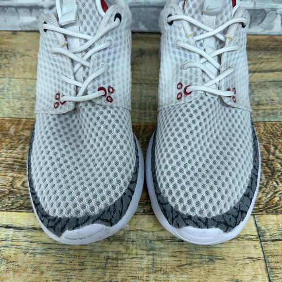 Nike Roshe One BR Triple White Jordan 3 Cement Custom 718552-110 Mens Size 8.5 - Picture 4 of 13